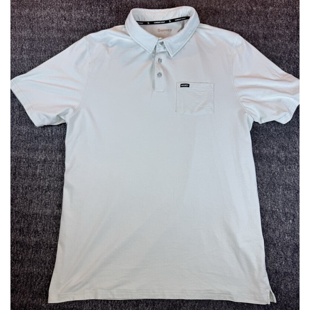 Mens Hooey Cowboy Golf Front Pocket Polo Shirt Light Blue Hue XL